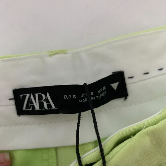 Women's  Zara lime green wide leg trouser pants, size S office/work wear elegant - Picture 4 of 6